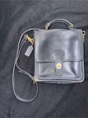 Vintage Coach Station Bag - Blue Leather